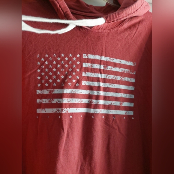 Life Is Good 2pc Set Hoodie & Joggers Red/ White L/XL USA Flag Casual Lounge - Picture 3 of 11